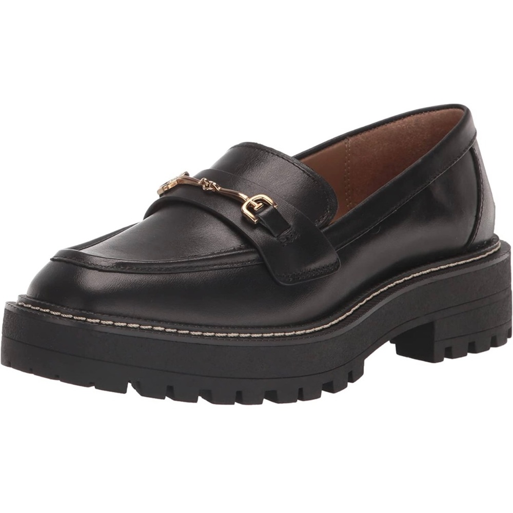 Sam Edelman Black Loafers with Gold Accent